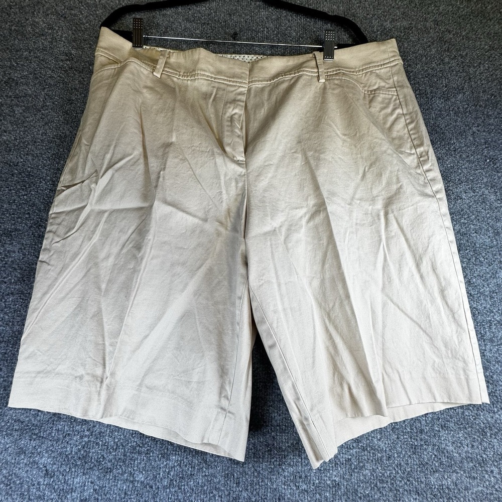Talbots Bermuda Shorts Womens 18 Plus Khaki Tan High Rise Cotton Blend Stretch